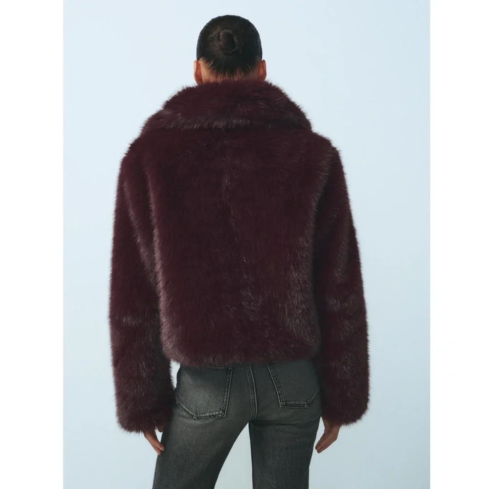Zara FAUX FUR SHORT COAT - Picture 9 of 12